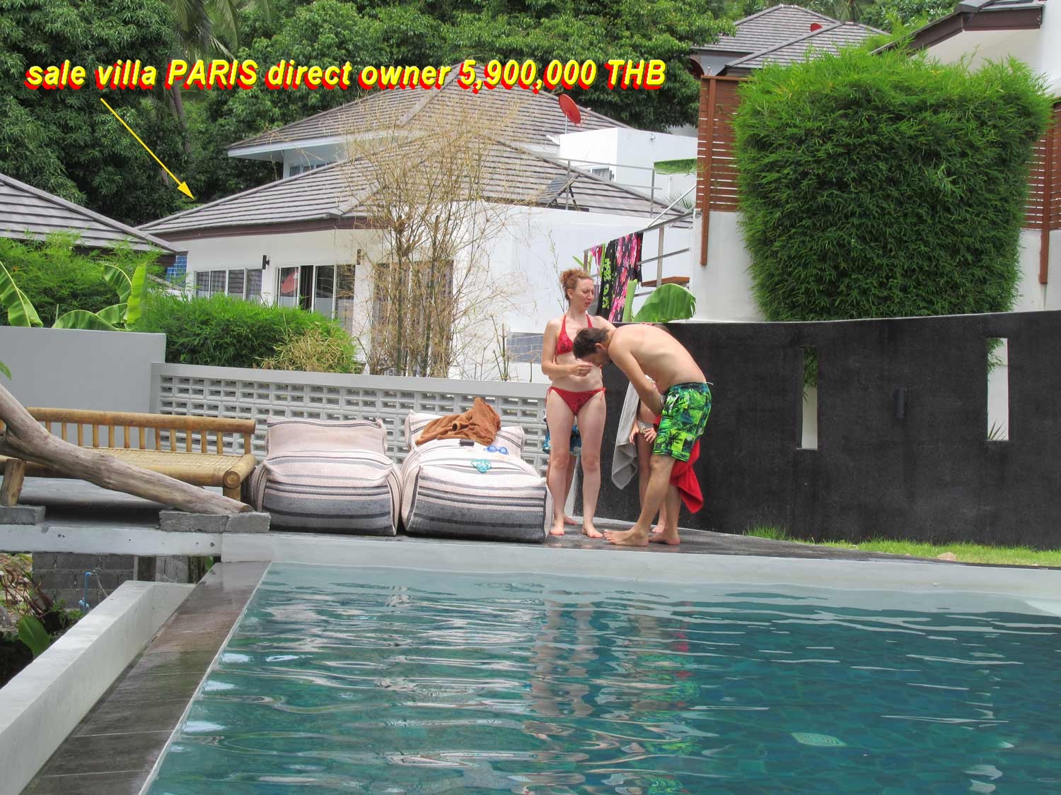 villa PARIS, sale direct owner, residence swimming pool price direct = 5 900 000 BTH 